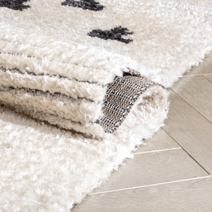 Elu Tribal Geometric Pattern Grey High-Low Textured Pile Rug MYA-87