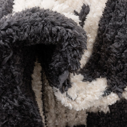 Elu Tribal Geometric Pattern Grey High-Low Textured Pile Rug MYA-87