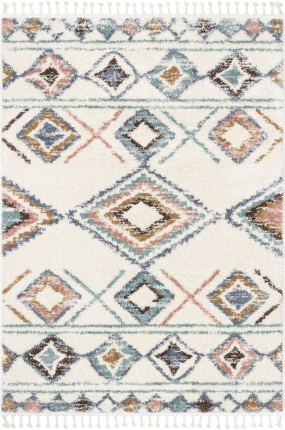 Anahita Vintage Moroccan Diamond Ivory Shag Rug NAL-12