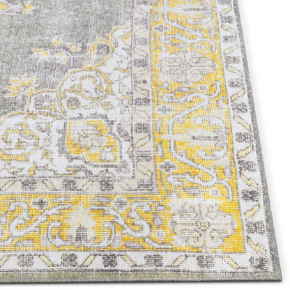 Tarifa Vintage Bohemian Medallion Yellow Machine Washable Rug NIL-01