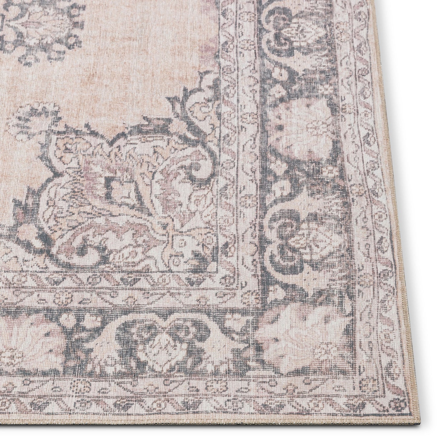 Tarifa Vintage Bohemian Medallion Beige Machine Washable Rug NIL-02