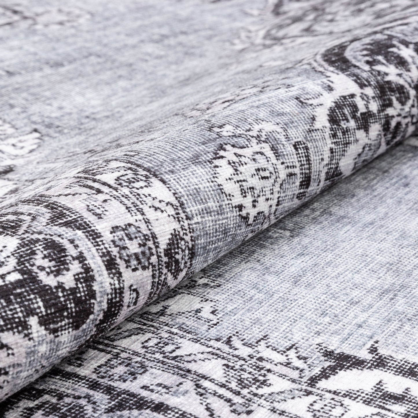Tarifa Vintage Bohemian Medallion Grey Machine Washable Rug NIL-07