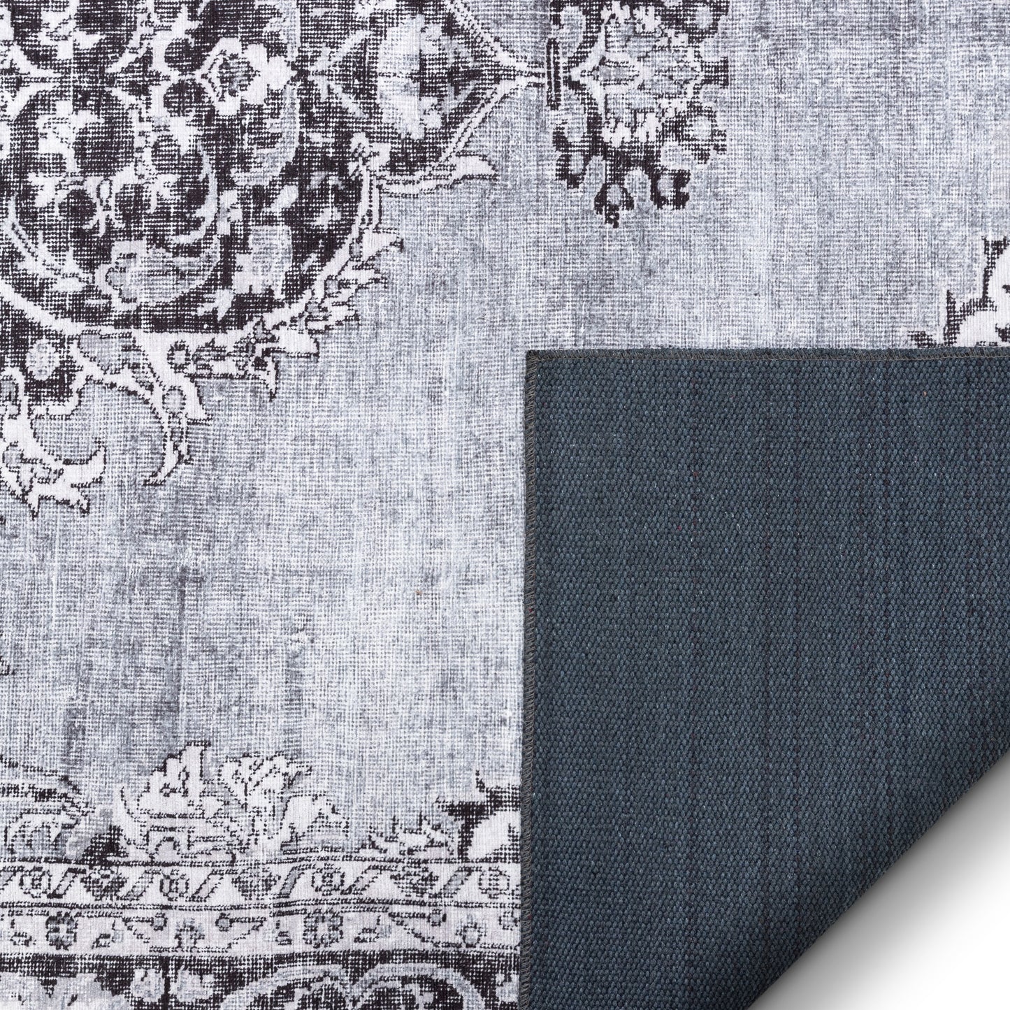 Tarifa Vintage Bohemian Medallion Grey Machine Washable Rug NIL-07