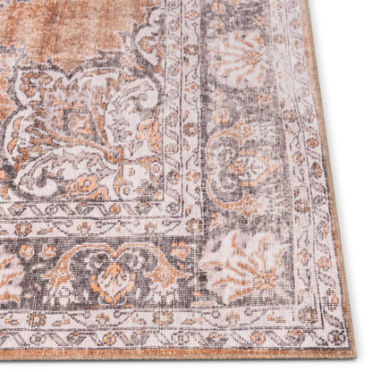 Tarifa Vintage Bohemian Medallion Rust Machine Washable Rug NIL-09