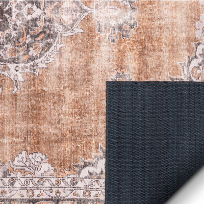 Tarifa Vintage Bohemian Medallion Rust Machine Washable Rug NIL-09