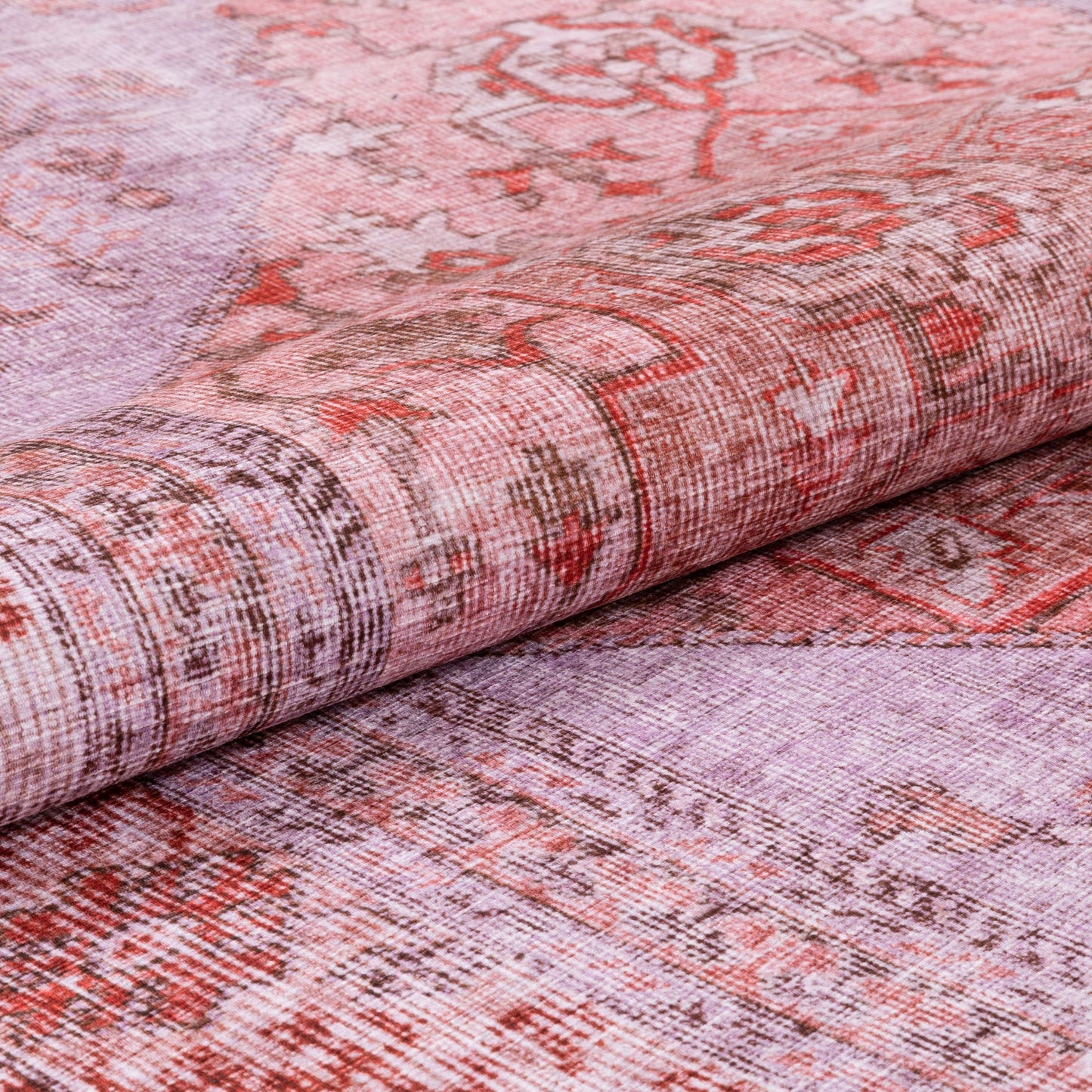 Gila Machine Washable Vintage Bohemian Medallion Oriental Red Flat-Weave Distressed Rug NIL-10
