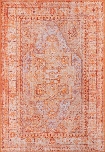Gila Machine Washable Vintage Bohemian Medallion Oriental Rust Flat-Weave Distressed Rug NIL-11