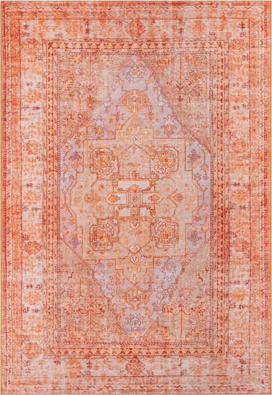 Gila Machine Washable Vintage Bohemian Medallion Oriental Rust Flat-Weave Distressed Rug NIL-11