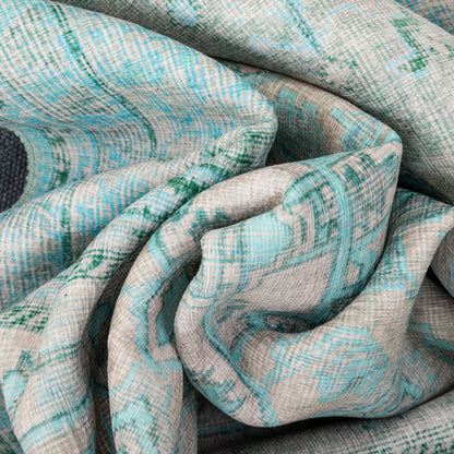 Gila Machine Washable Vintage Bohemian Medallion Oriental Green Flat-Weave Distressed Rug NIL-15