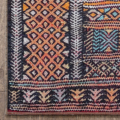 Murcia Machine Washable Tribal Ethnic Vintage Red Flat-Weave Rug NIL-20