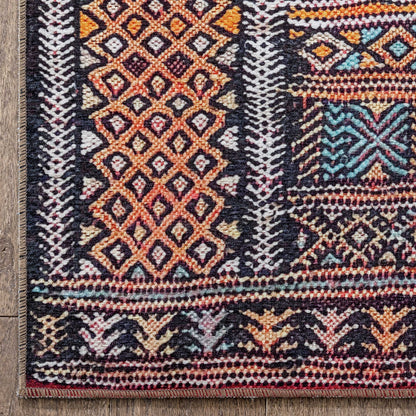 Murcia Machine Washable Tribal Ethnic Vintage Red Flat-Weave Rug NIL-20