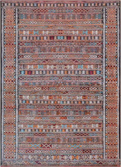 Murcia Machine Washable Tribal Ethnic Vintage Red Flat-Weave Rug NIL-20