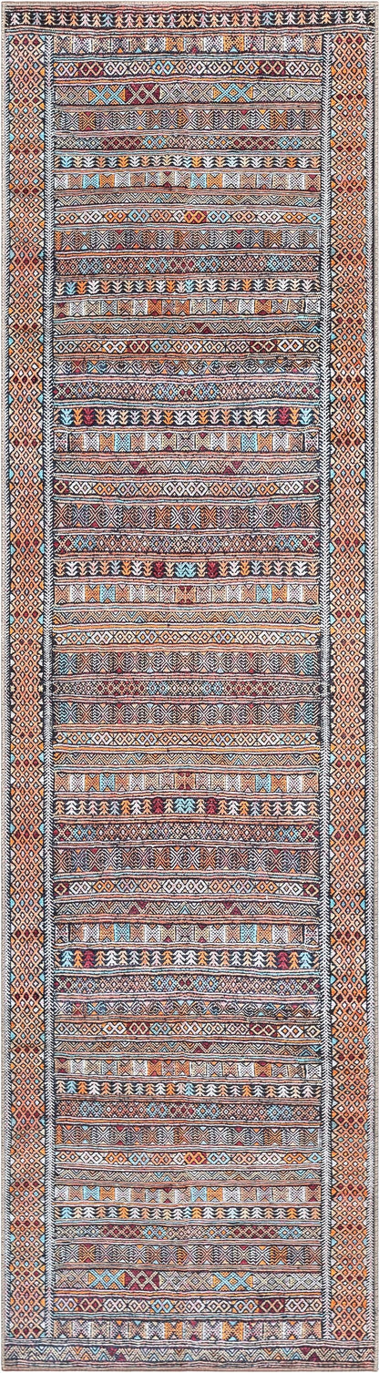 Murcia Machine Washable Tribal Ethnic Vintage Red Flat-Weave Rug NIL-20