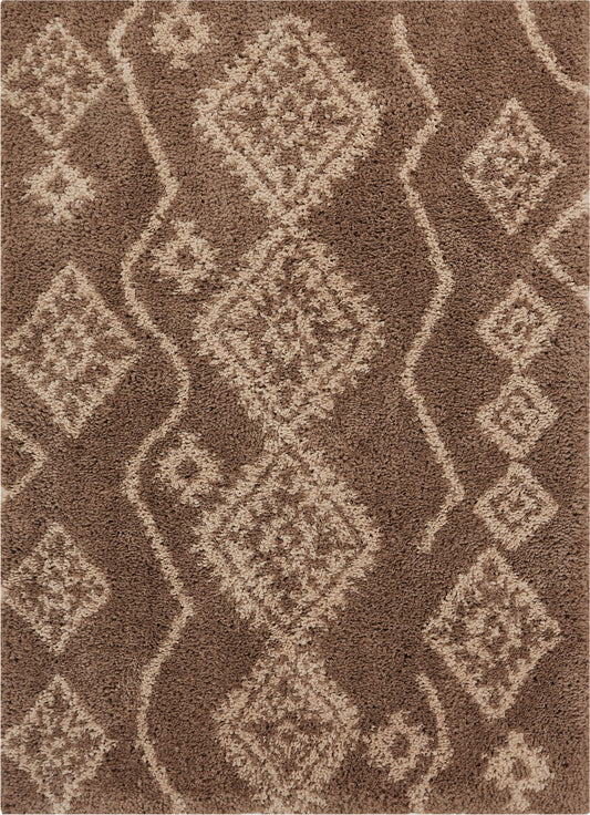 Gracious Beige Modern Moroccan Shag Rug NO-42
