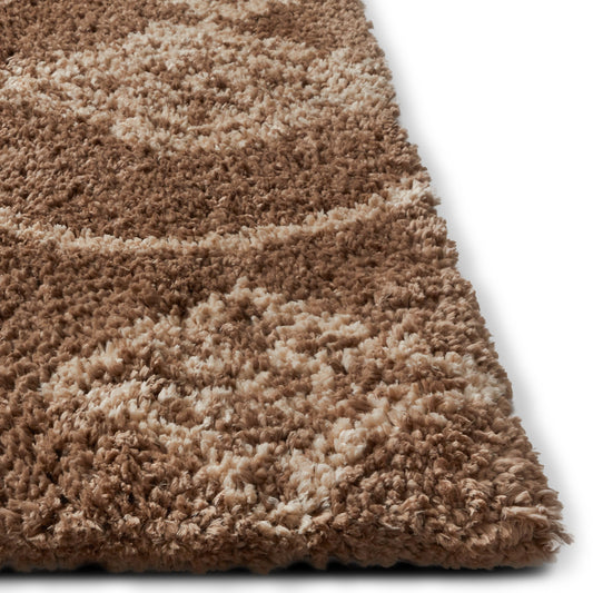 Gracious Beige Modern Moroccan Shag Rug NO-42