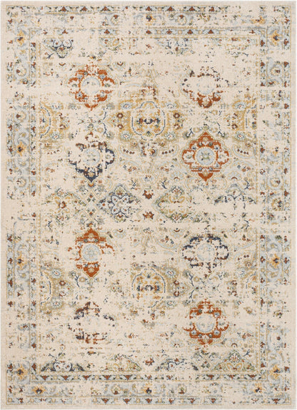 Kian Cream Vintage Panel Distressed Rug OM-122