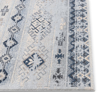 Alu Blue Modern Vintage Tribal Rug OM-174