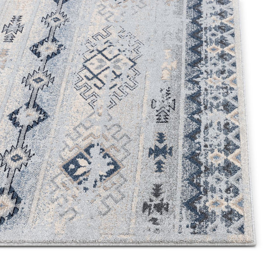 Alu Blue Modern Vintage Tribal Rug OM-174