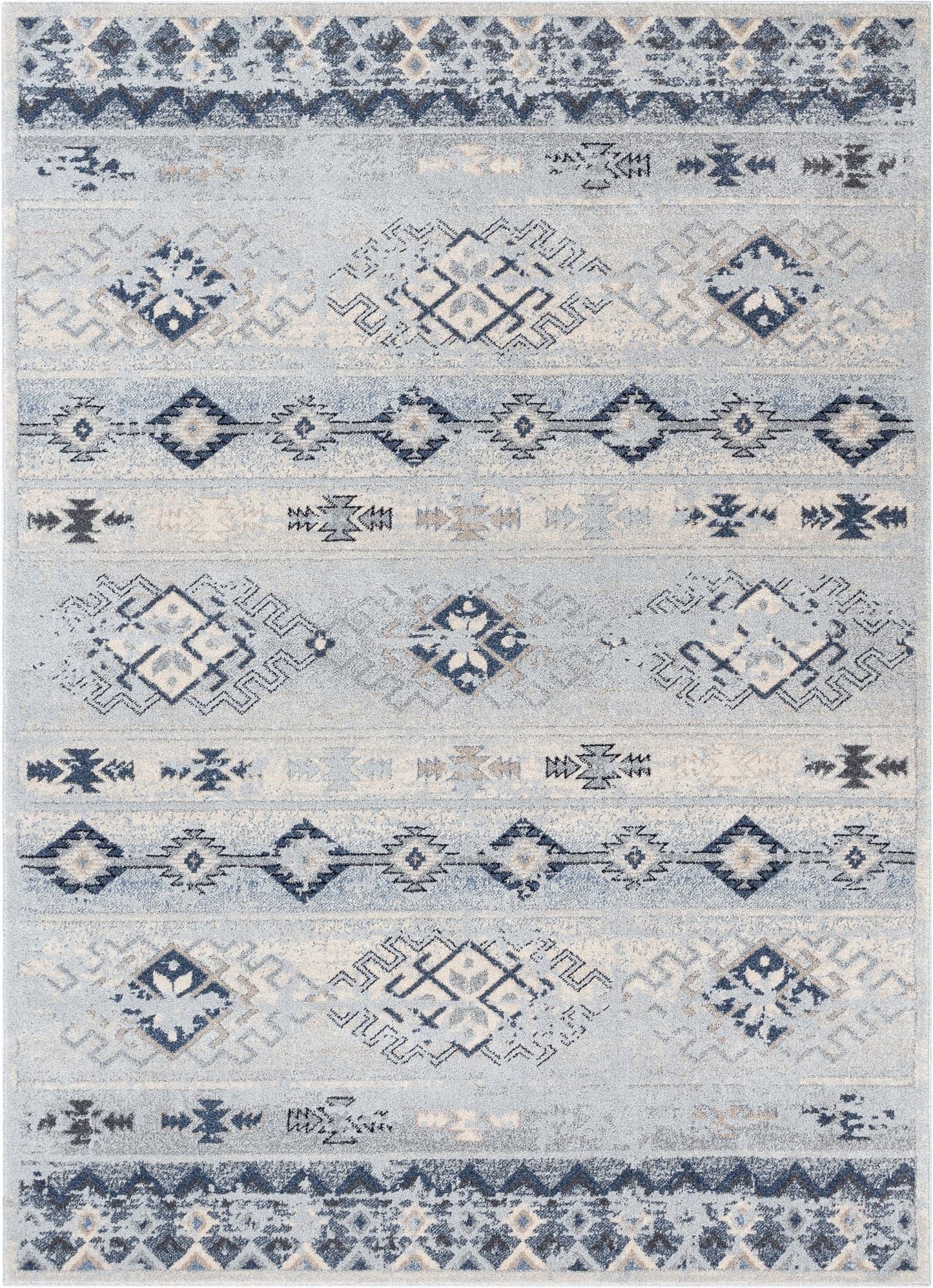 Alu Blue Modern Vintage Tribal Rug OM-174