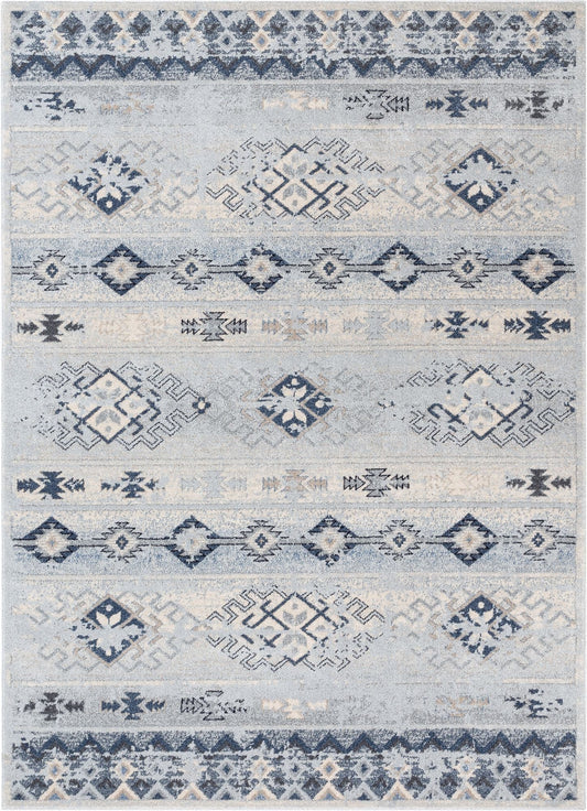 Alu Blue Modern Vintage Tribal Rug OM-174