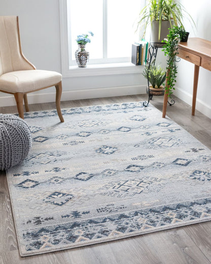 Alu Blue Modern Vintage Tribal Rug OM-174