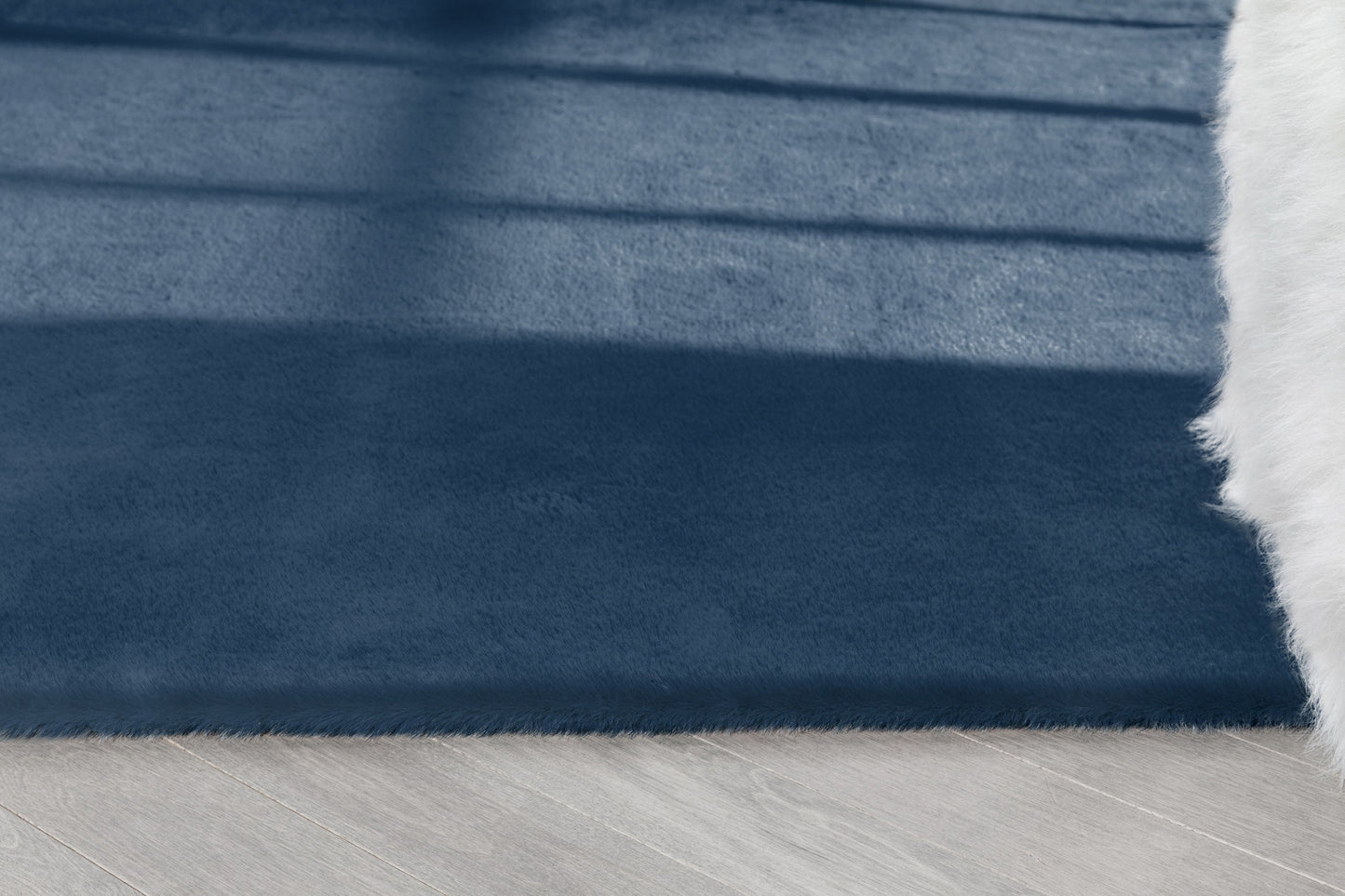 Crest Modern Glam Faux Fur Plush Dark Blue Shag Rug OPA-14