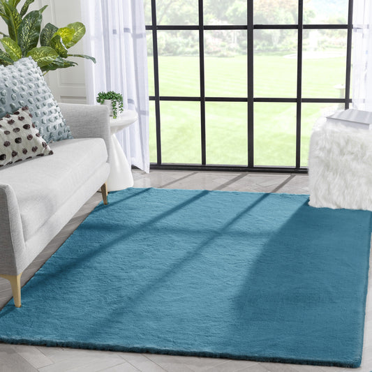 Crest Modern Glam Faux Fur Plush Light Blue Shag Rug OPA-16