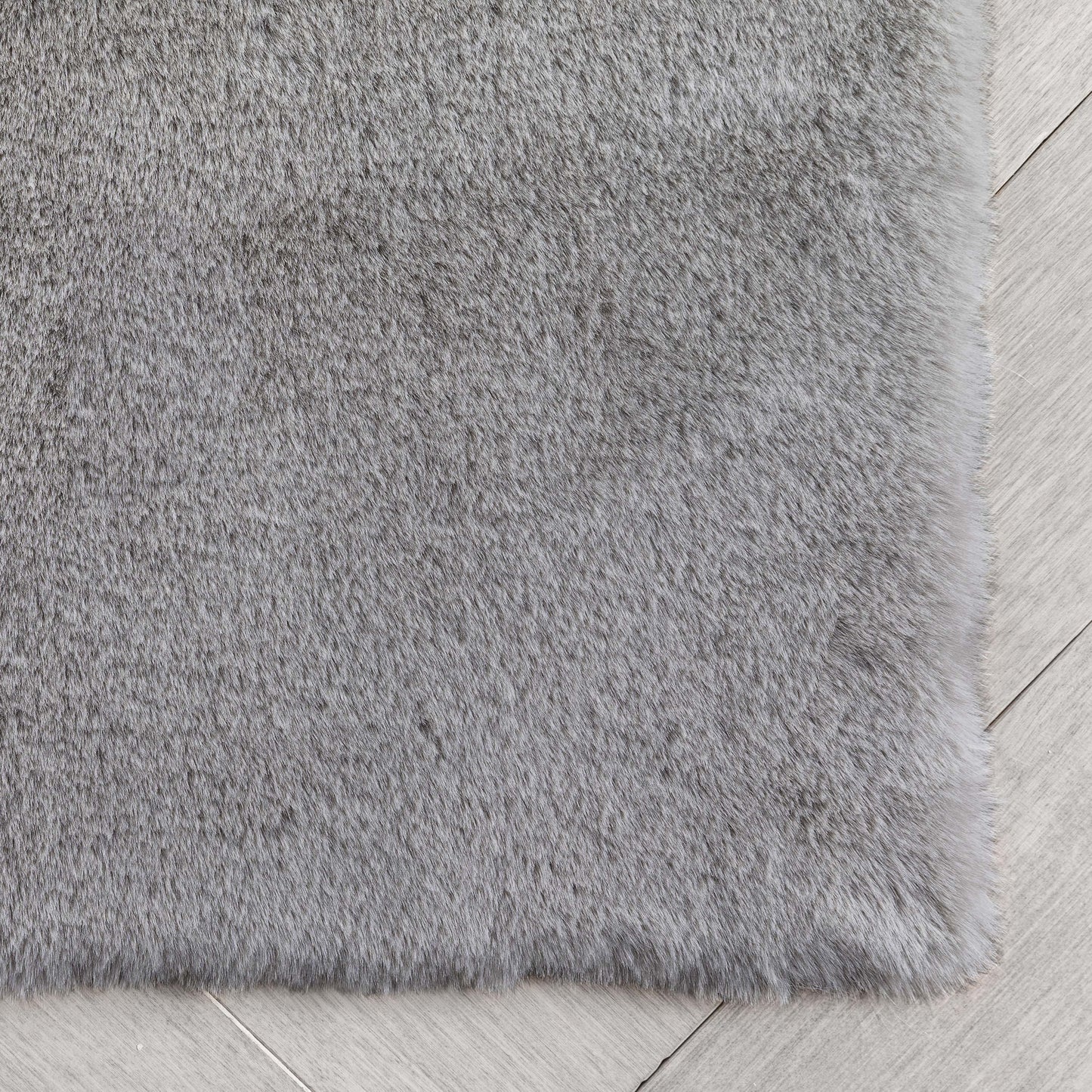 Crest Modern Glam Faux Fur Plush Grey Shag Rug OPA-17