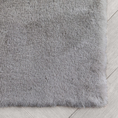 Crest Modern Glam Faux Fur Plush Grey Shag Rug OPA-17