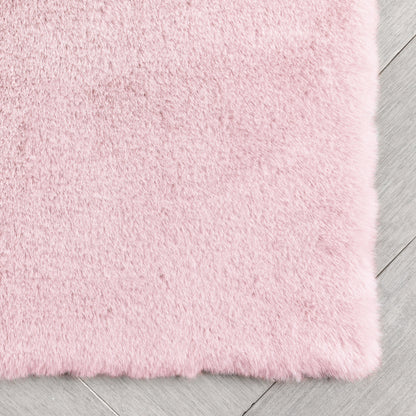 Crest Modern Glam Faux Fur Plush Light Pink Shag Rug OPA-19