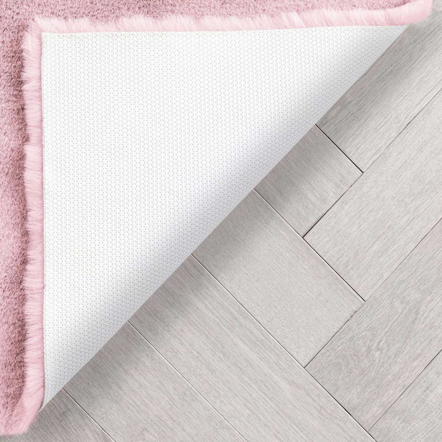 Crest Modern Glam Faux Fur Plush Light Pink Shag Rug OPA-19