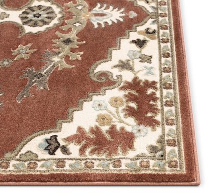 Iris Traditional Oriental Floral Brick High-Low Rug OR-10