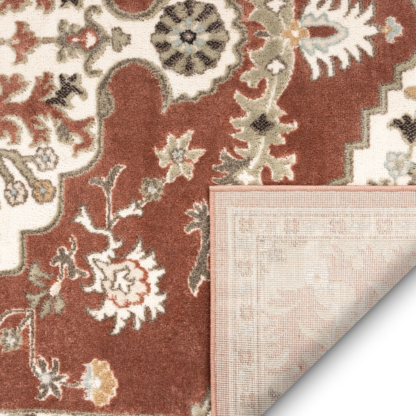 Iris Traditional Oriental Floral Brick High-Low Rug OR-10