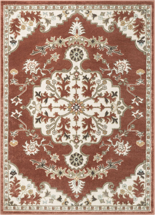 Iris Traditional Oriental Floral Brick High-Low Rug OR-10