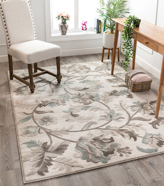Elsa Farmhouse Floral Cream High-Low Rug OR-22