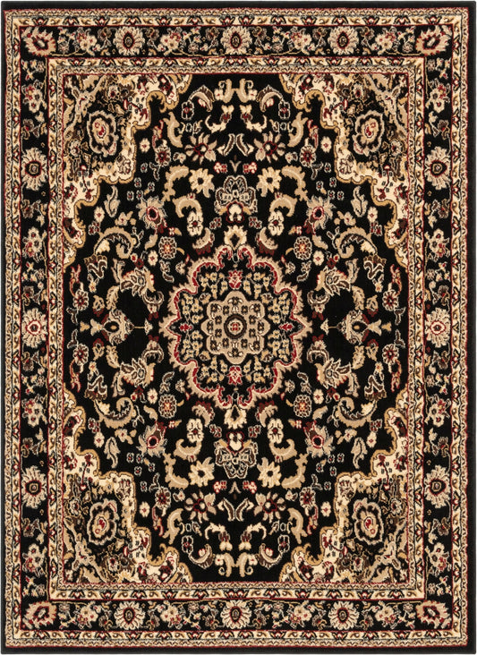 Nima Traditional Medallion Persian Black Rug PA-103