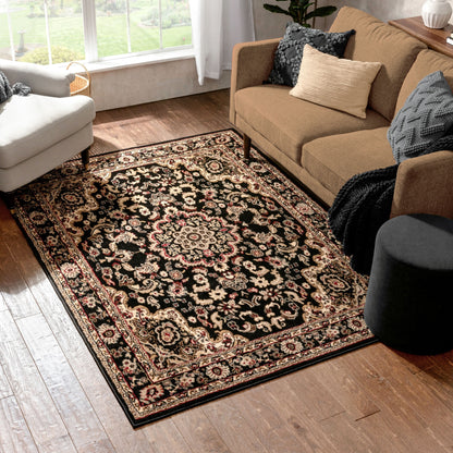 Nima Traditional Medallion Persian Black Rug PA-103
