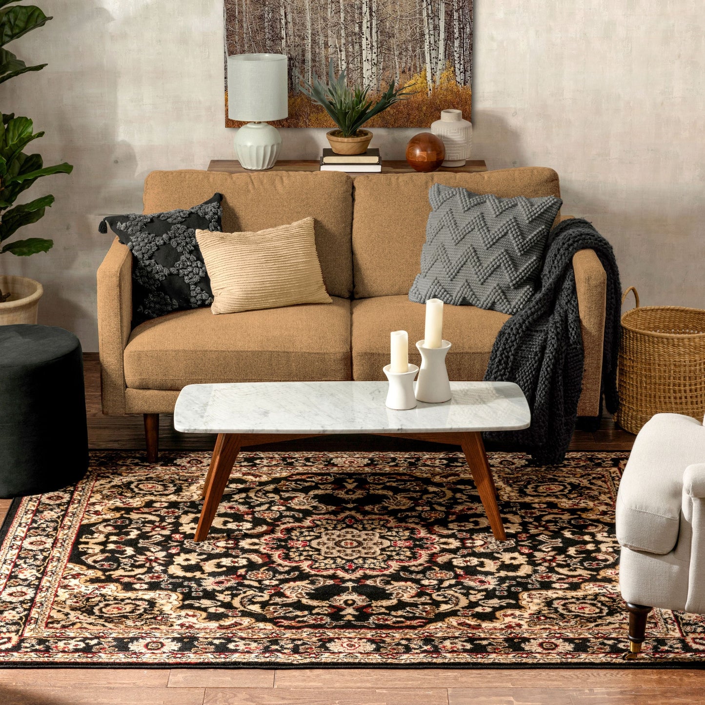 Nima Traditional Medallion Persian Black Rug PA-103