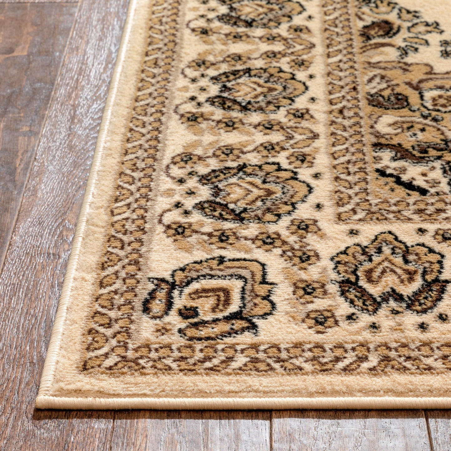 Malika Traditional Medallion Persian Floral Ivory Rug PA-112