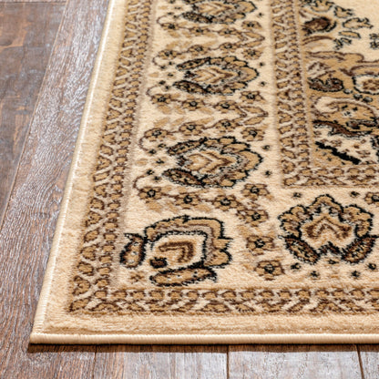 Malika Traditional Medallion Persian Floral Ivory Rug PA-112