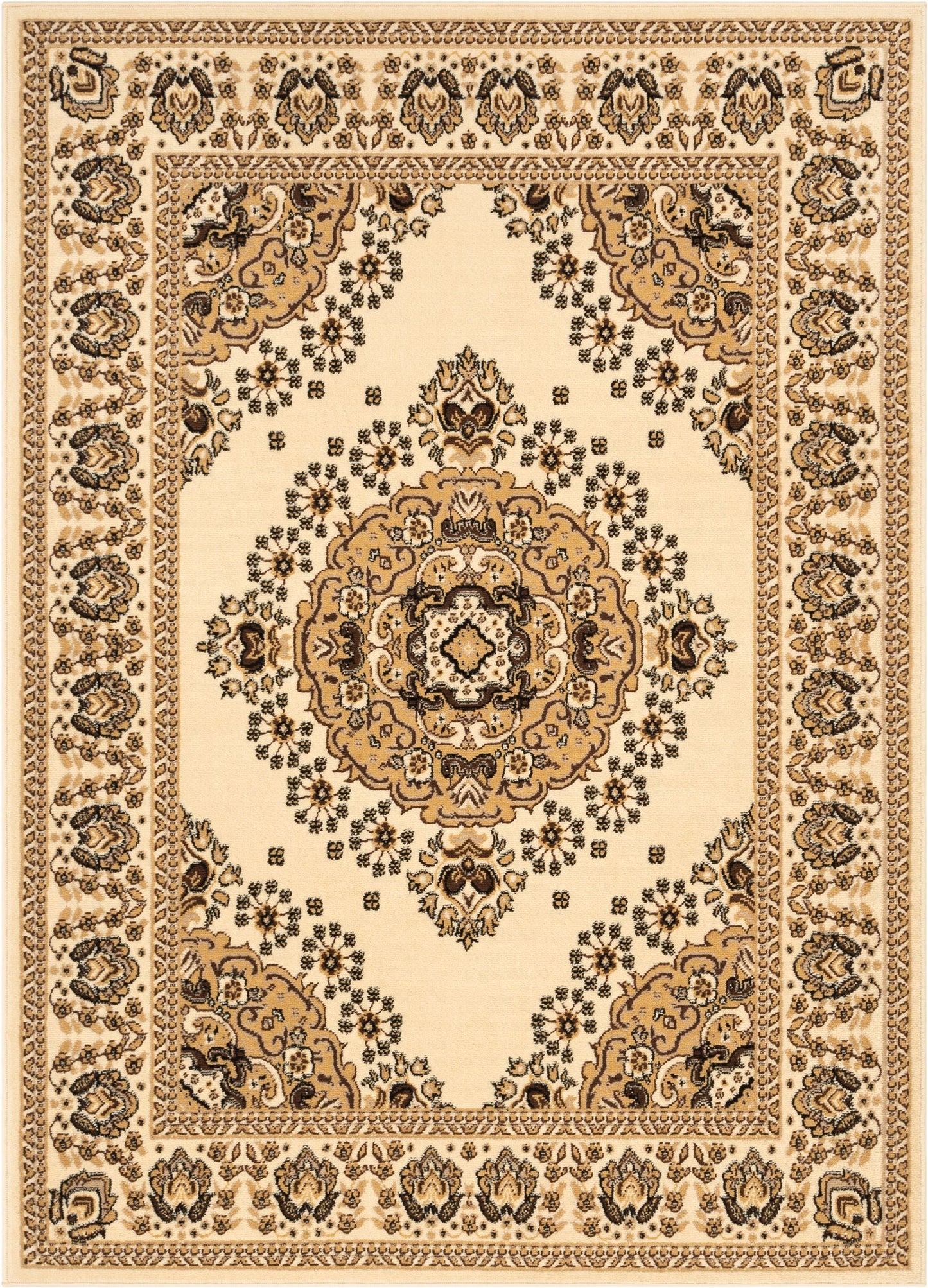 Malika Traditional Medallion Persian Floral Ivory Rug PA-112