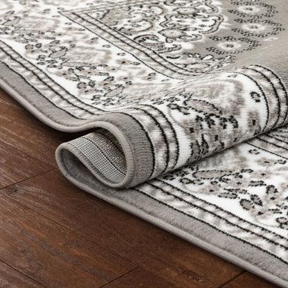 Malika Traditional Medallion Persian Floral Grey Rug PA-117