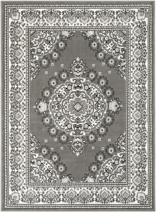 Malika Traditional Medallion Persian Floral Grey Rug PA-117