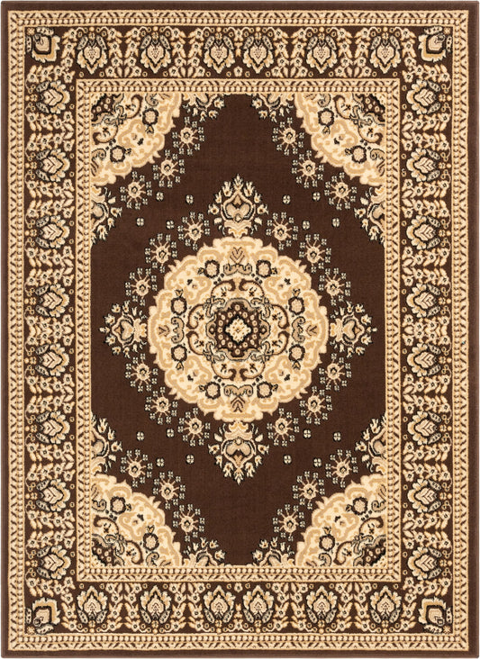 Malika Traditional Medallion Persian Floral Brown Rug PA-118