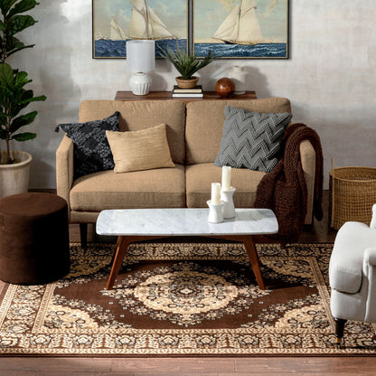 Malika Traditional Medallion Persian Floral Brown Rug PA-118