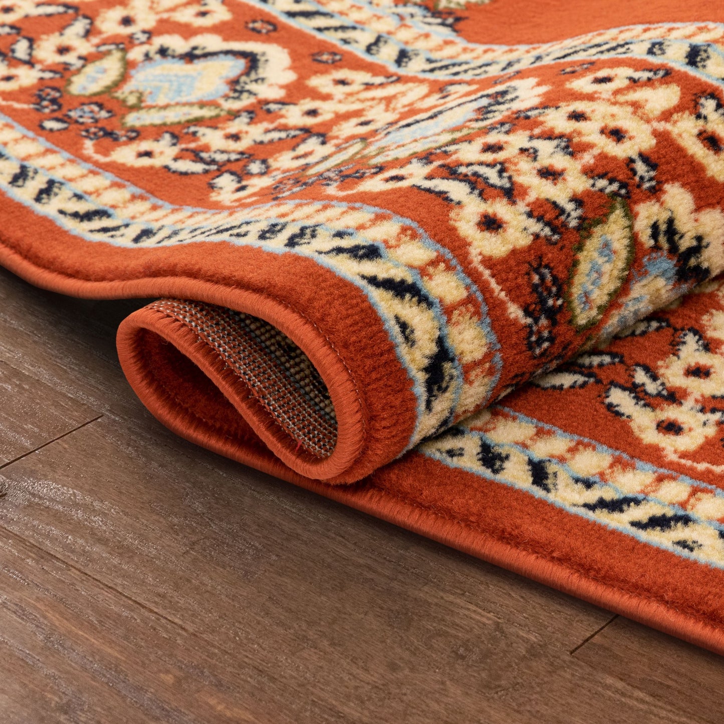 Malika Traditional Medallion Persian Floral Terracotta Rug PA-119