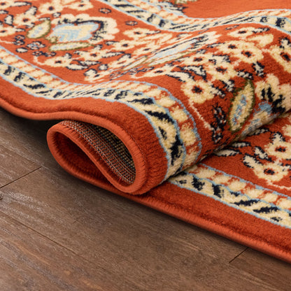 Malika Traditional Medallion Persian Floral Terracotta Rug PA-119