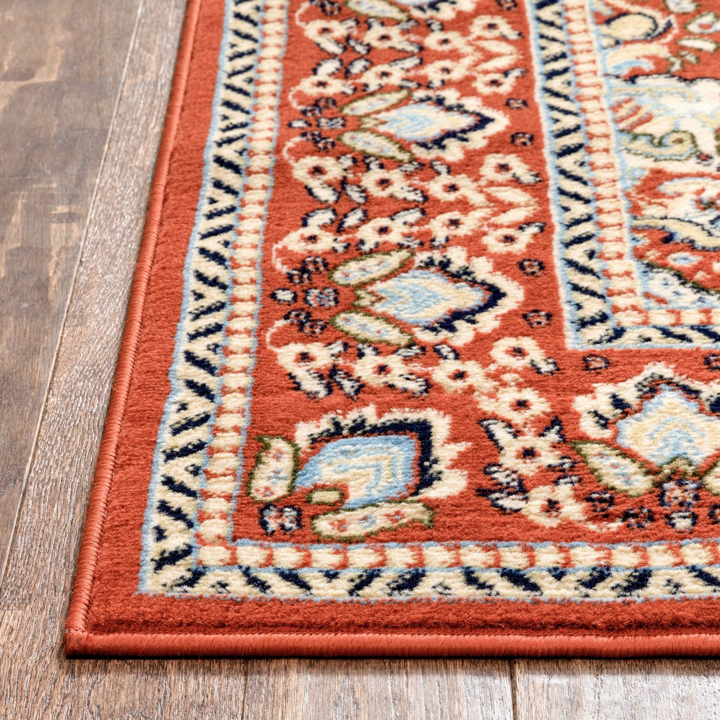 Malika Traditional Medallion Persian Floral Terracotta Rug PA-119