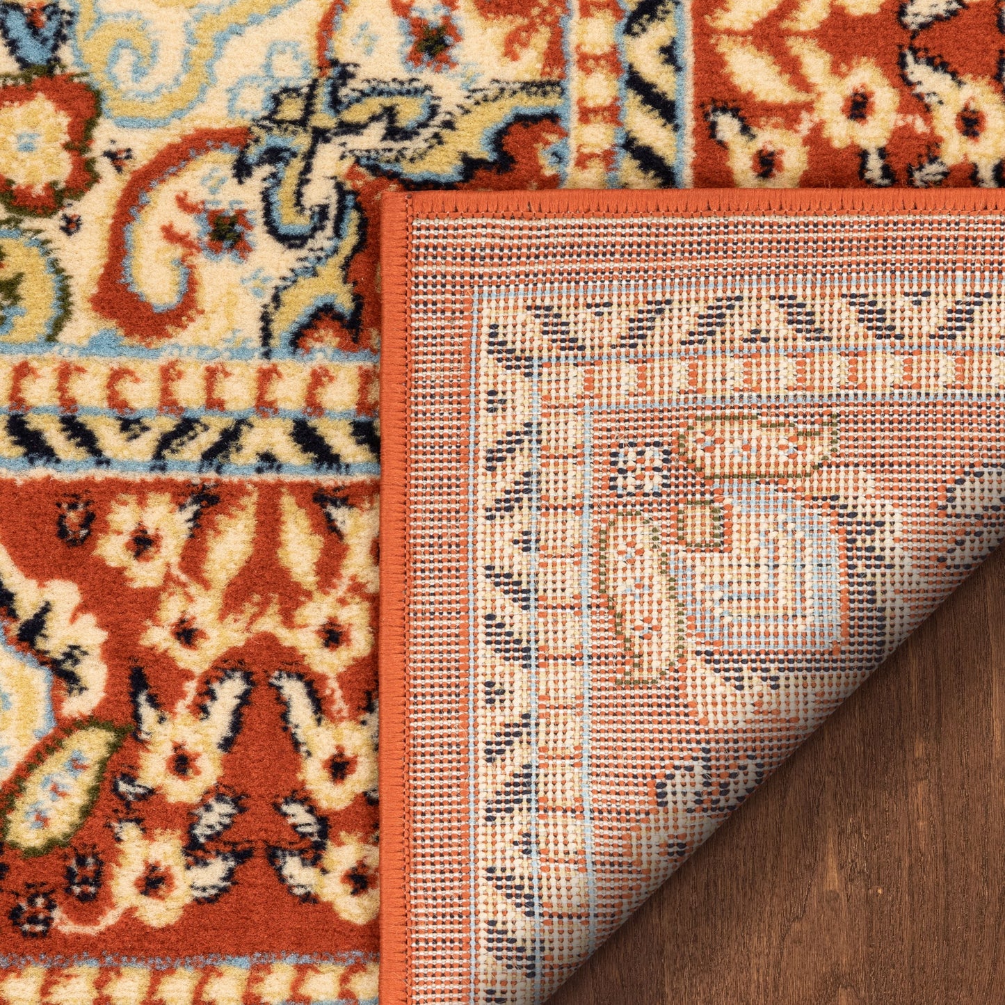 Malika Traditional Medallion Persian Floral Terracotta Rug PA-119