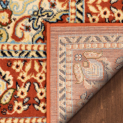 Malika Traditional Medallion Persian Floral Terracotta Rug PA-119